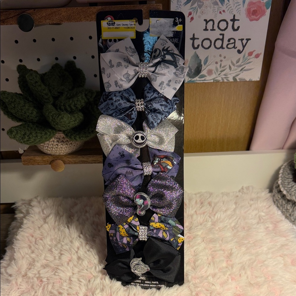 Hair Bow Set - Black, Purple, Silver Disney Nightmare before Christmas